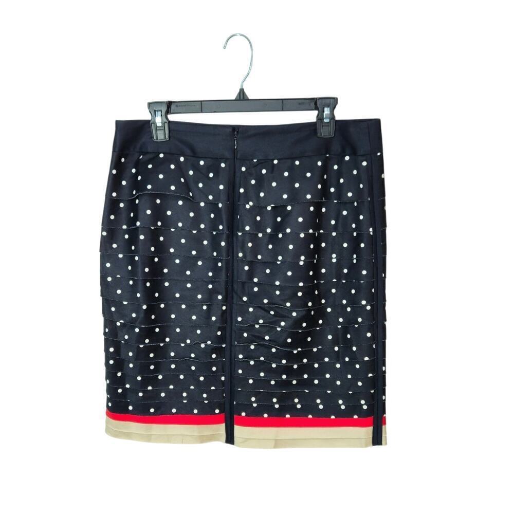 WHBM Polka Dot Tiered Pencil Skirt Sz 10 Medium Black/White Stretch Knee Length - Picture 2 of 7